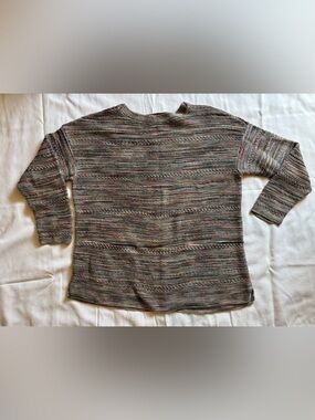 J. Jill Multistripe Crewneck Sweater in Olive, Rust & Blue